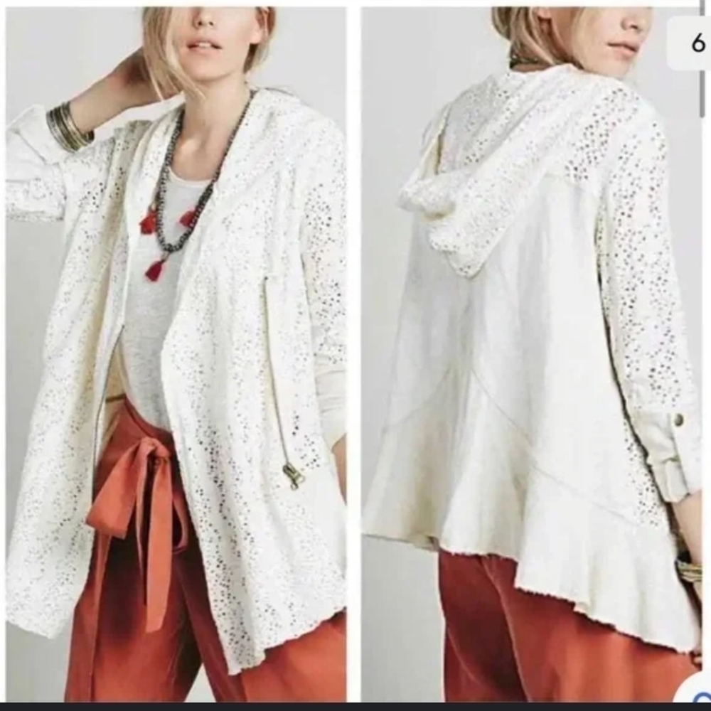 Free people sweater doiley zippered cardigan